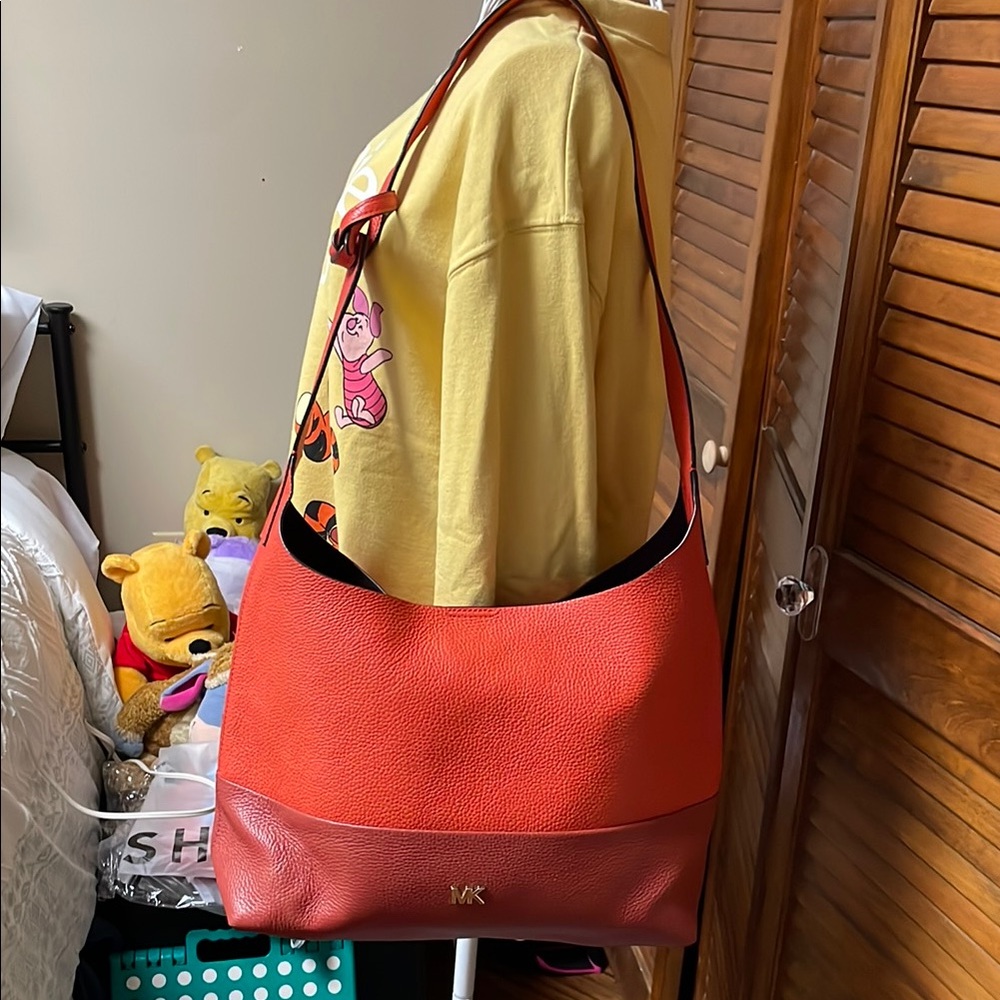 Michael Kors Red Pebbled Shoulder Bag